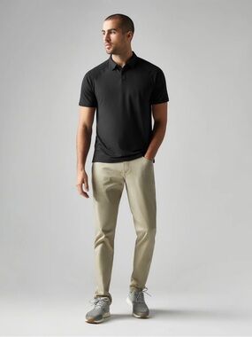 Rhone Delta Pique Men’s Polo Shirt Black Size XL